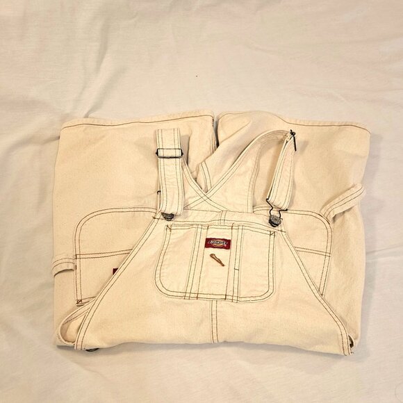 Dickies Overall Shorts Women’s Size M Beige Denim Jean Material - Picture 11 of 12